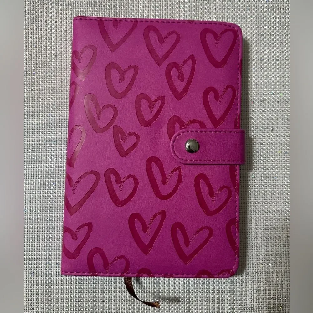 Blue Bible Verse Pink Hearts Faux Leather Bound Journal